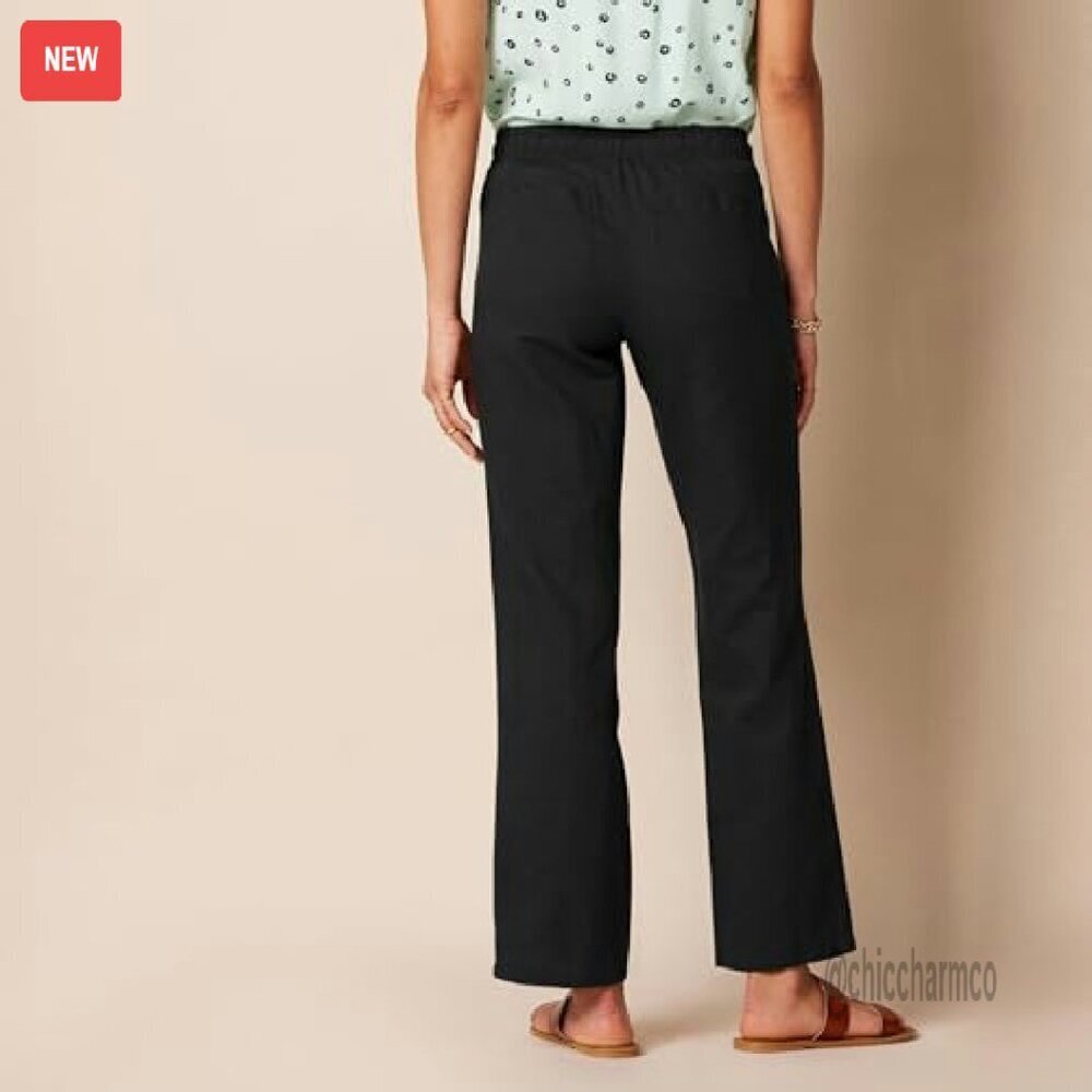 Linen Blend Wide Leg Pants Relaxed Fit Drawstring Casual Summer - Picture 3 of 8